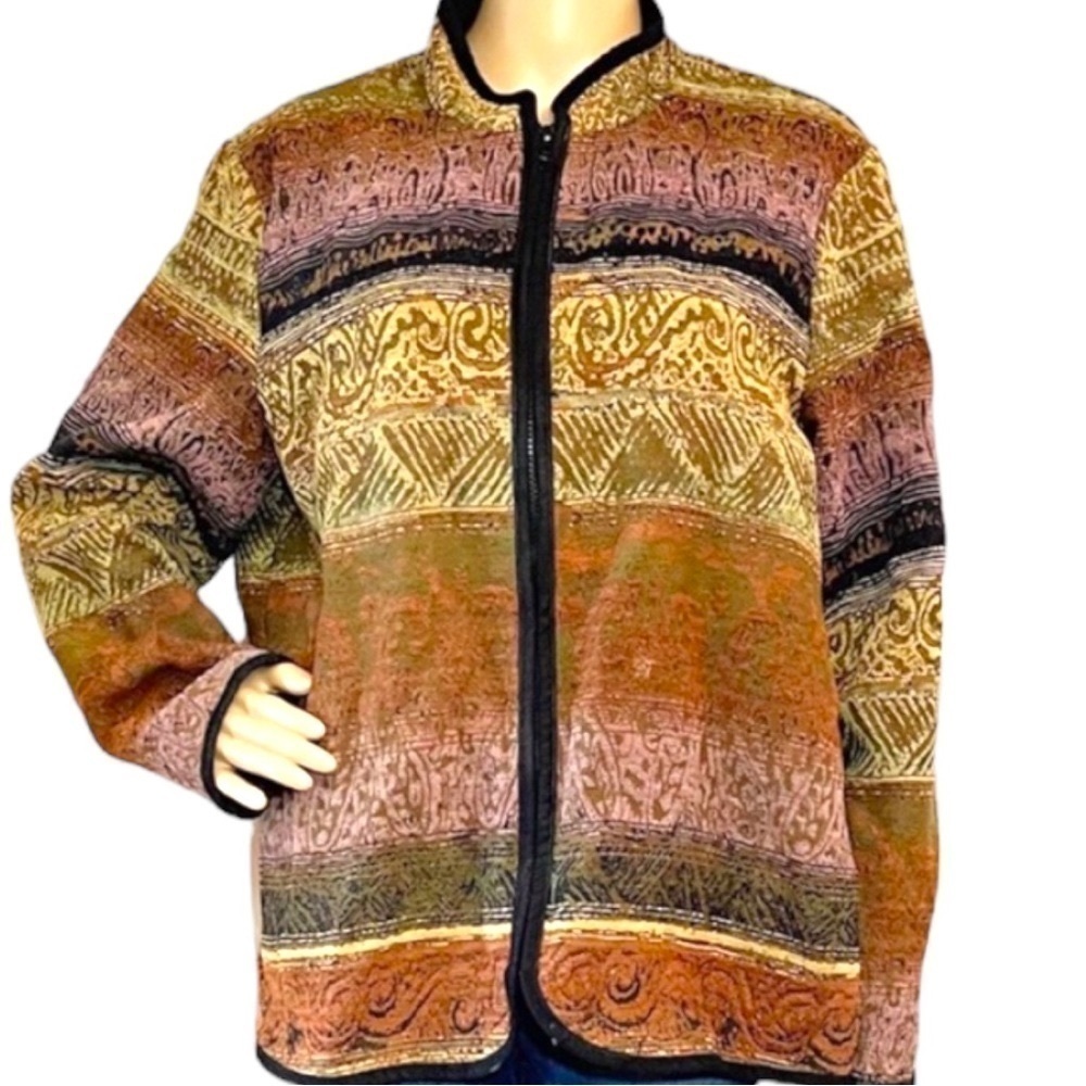 🍁 Coldwater Creek Zip Front Tapestry Jacket Size XL 🍁
